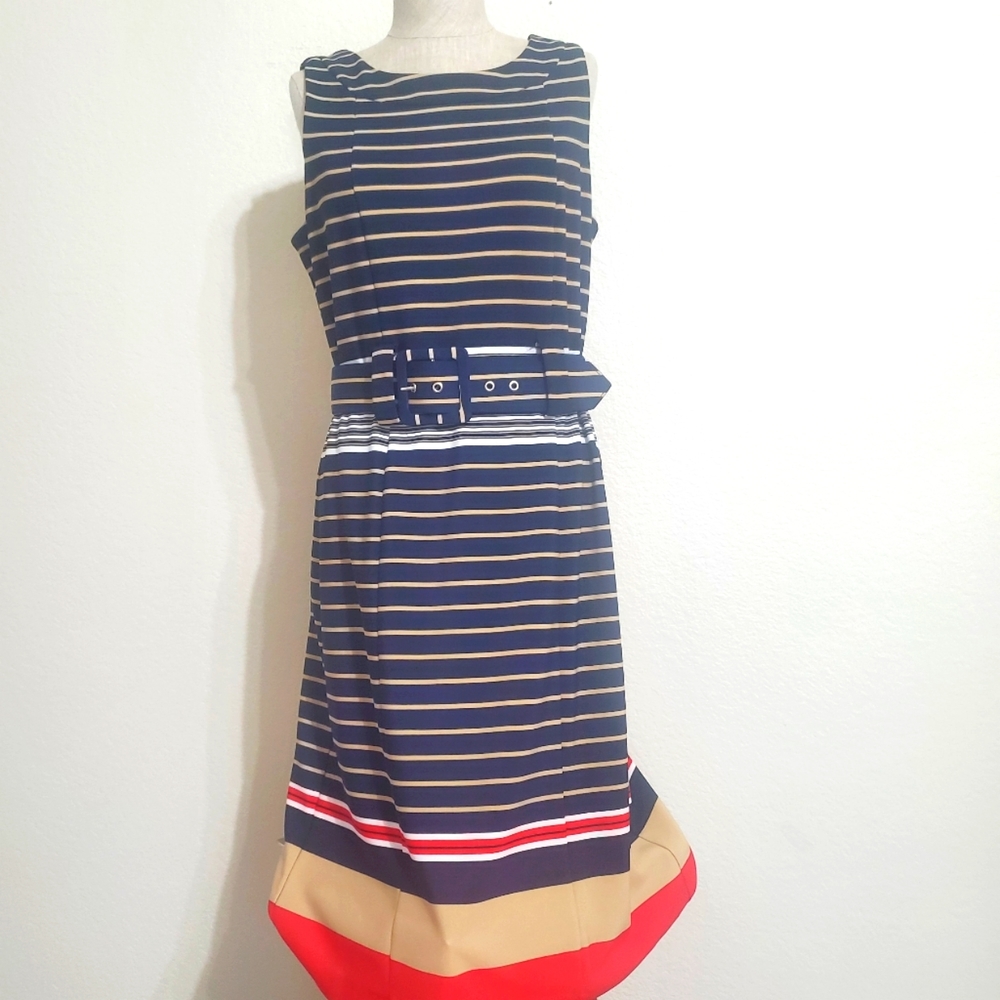 ILE women's Dress Sz. 8 Navy Blue red